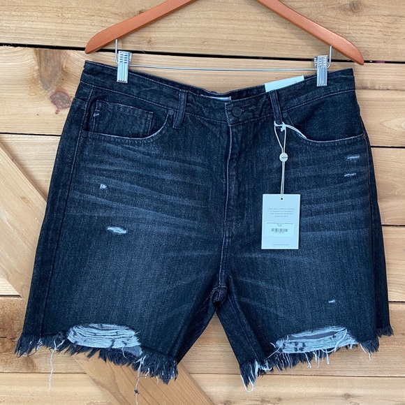 Kancan High Rise Side Slit Denim Shorts main image 1